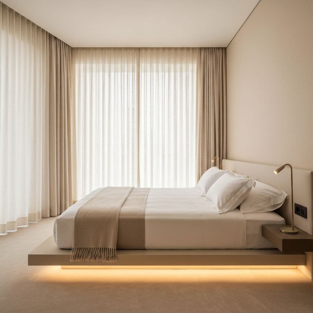 Camera da letto elegante con materasso di qualità