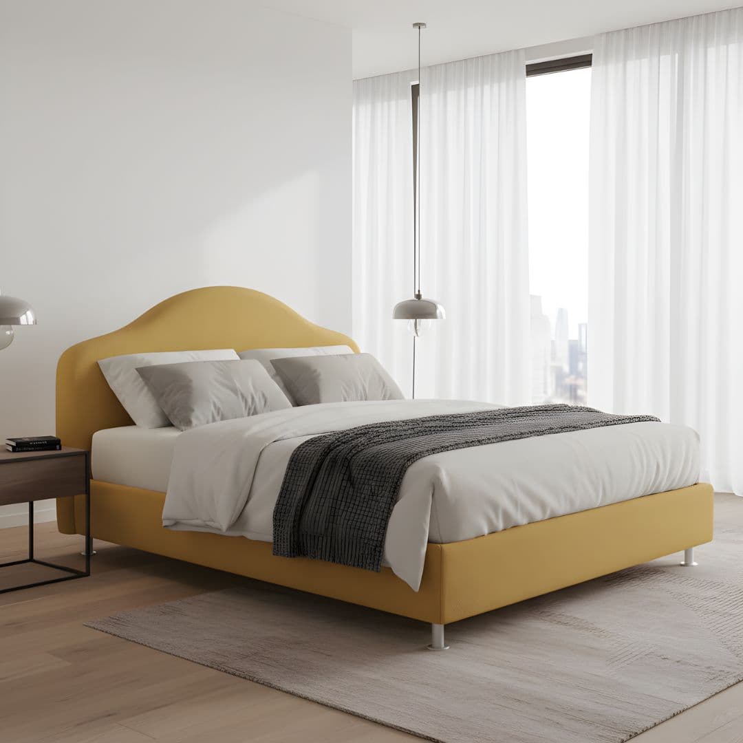 Letto giallo ocra elegante