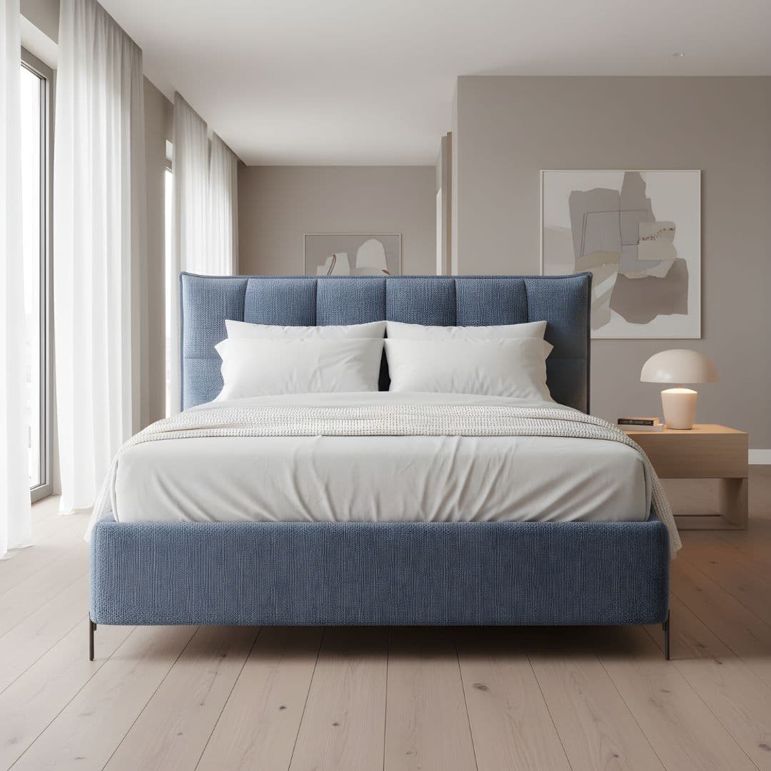 Letto blu tessuto cuciture verticali